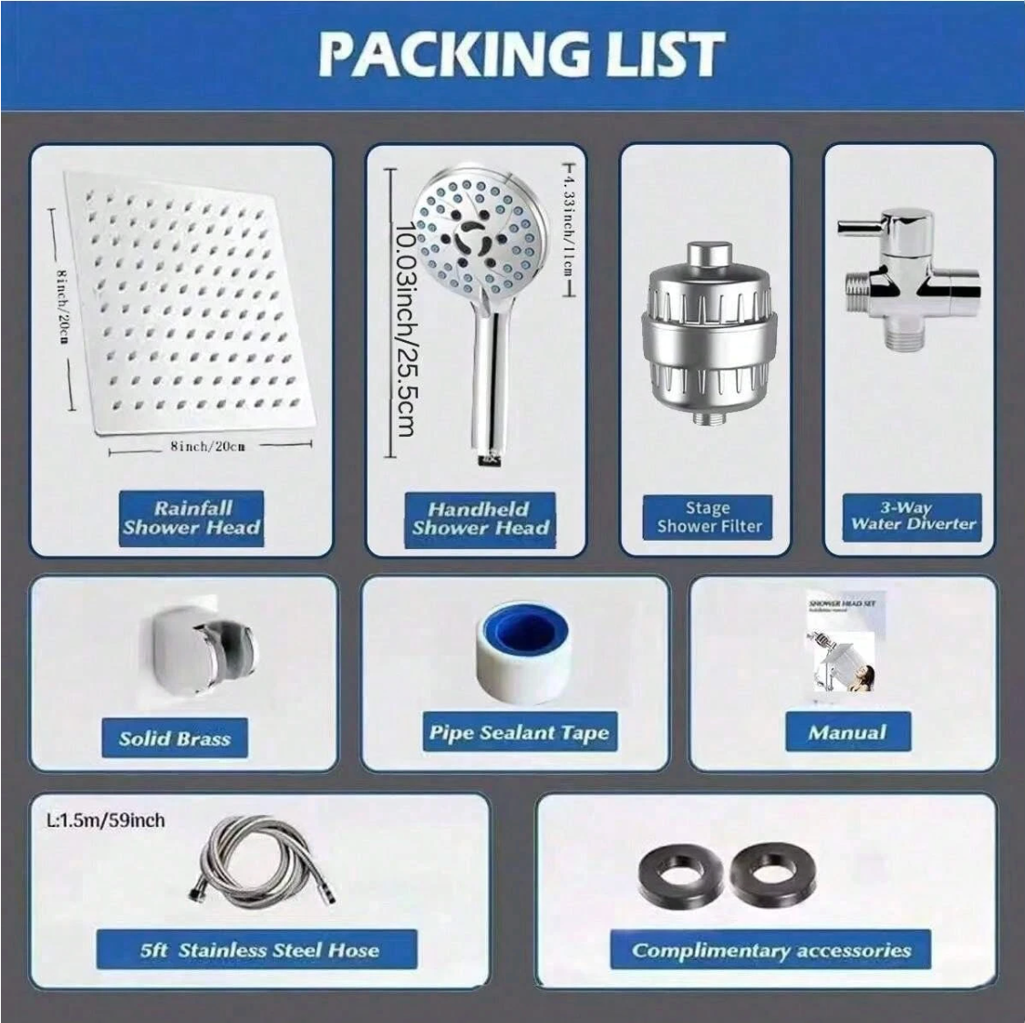 Aquivra® High Pressured Filtered Shower Head SET