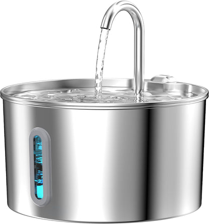 Aquivra® Stainless Steel Filtered Pet Water Fountain