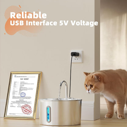 Aquivra® Stainless Steel Filtered Pet Water Fountain