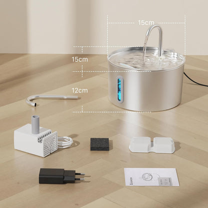 Aquivra® Stainless Steel Filtered Pet Water Fountain