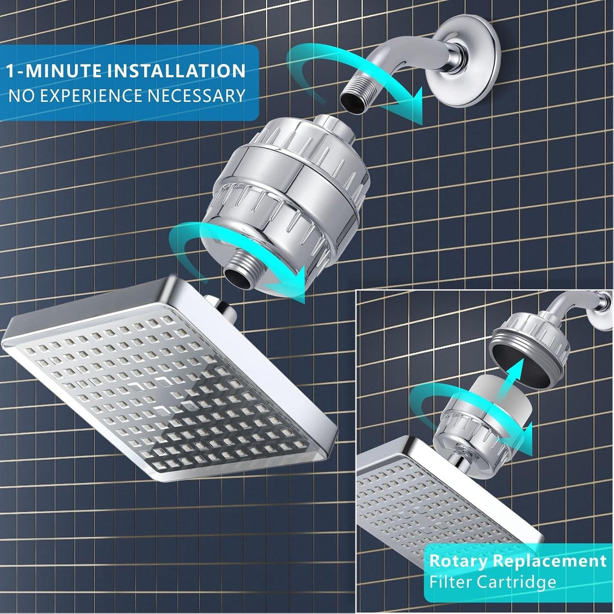 Aquivra® High Pressured Filtered Shower Head SET