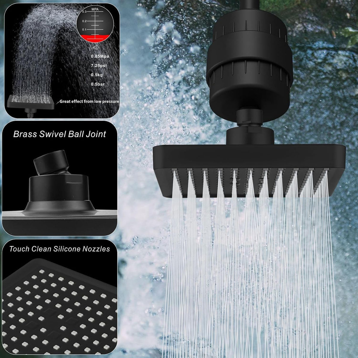 Aquivra® High Pressured Filtered Shower Head SET