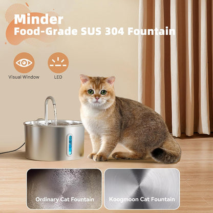 Aquivra® Stainless Steel Filtered Pet Water Fountain